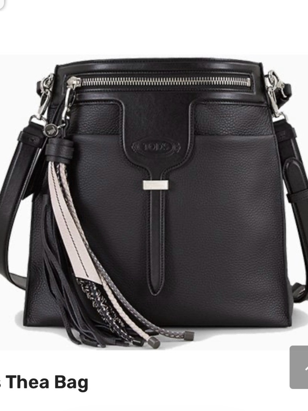 Coach Black Leather Crossbody with Tassel Accent